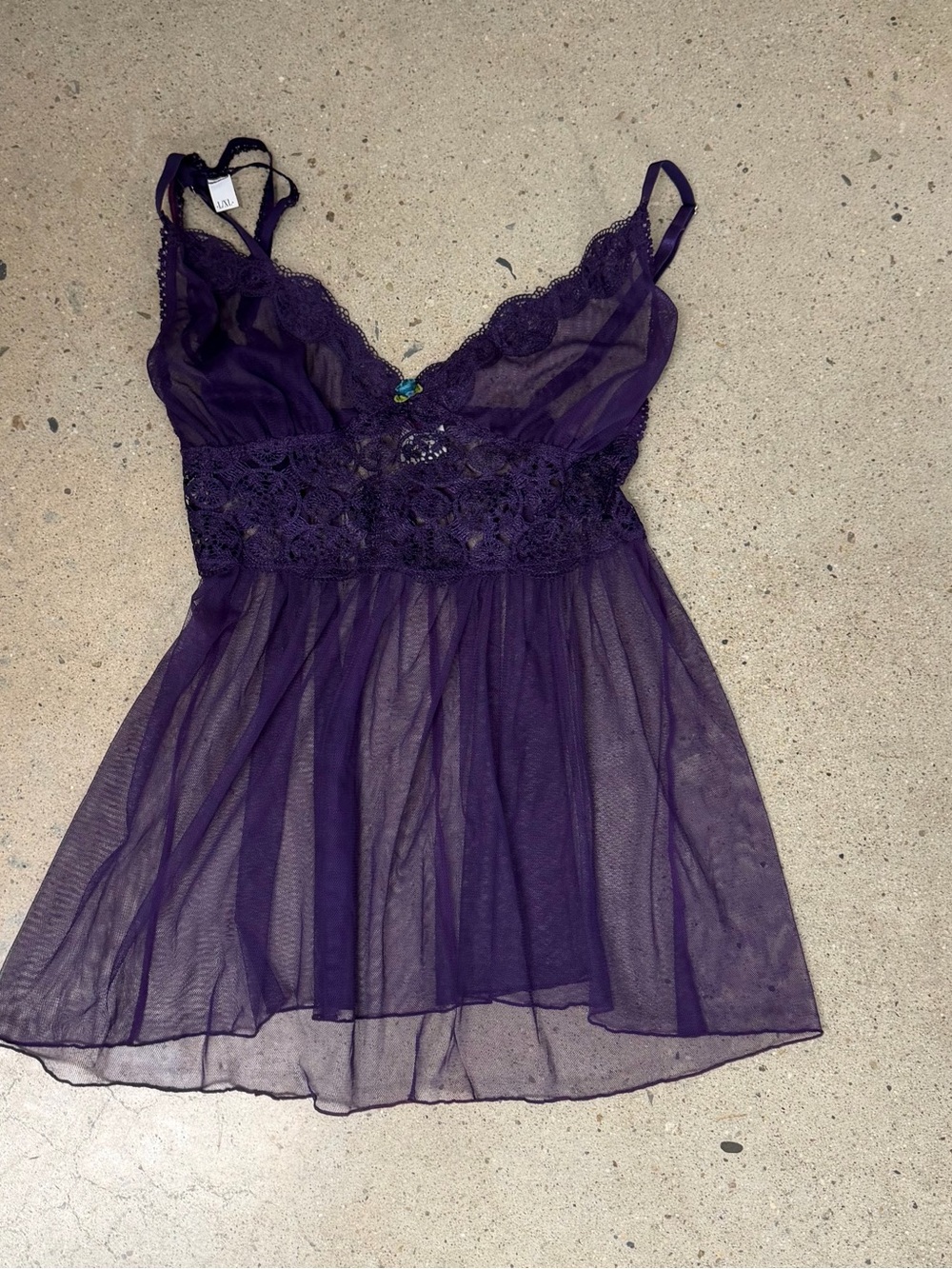 Frederick's of Hollywood Purple Lace Sheer Chemise